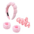 spa headband for washing face Pink set with 1 makeup headband & hair claw clips & 2 wrist band for women make up cute fluffy skincare headband chr...