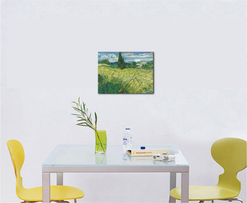 Wieco Art Modern Abstract Giclee Canvas Prints Wall Art Green Field 1889 by Van Gogh Famous Oil Paintings Reproduction Artwork Stretched and Frame...