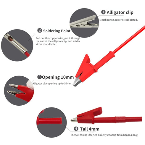 Folders Safety Test Clips 10pcs /Set P2002 20A 5 Colors 4mm Banana Jack Safety Test Clip for Multimeter 380V...