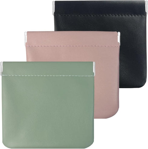 3 PCS Small Makeup Bag for Purse, Pocket Cosmetic Bag Mini Portable Cosmetic Bags for Women, Waterproof Leather No Zipper Self-Closing Portable Tr...