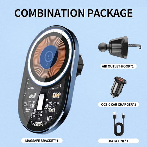 Magnetic Wireless Car Charger Fast Charging Compatible with-IPhone14/13/12/Pro/Pro Max/Mini/Plus 360°Adjustable Magnetic Phone Car Mount Holder Ch...