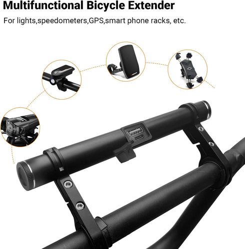 Himiway USB Rechargeable Bike Handlebar Extender,7.87in Bicycle Handlebar Extension and a Built-in 4000mAh Bike Phone Charger, for Holding Bicycle...