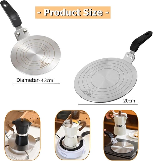 Heat Diffuser Plate,13cm Stainless Steel Gas Stove Diffuser Plate, Cooktop Heat Diffuser Cooking Induction Adapter for Moka Pot, Coffee Cookware (...
