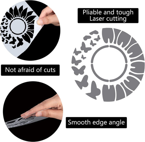 GORGECRAFT 12"X12"Sunflower Butterfly Stencil Flower Templates Sun Petals Reusable Templates Plastic Drawing Painting Stencils Template for Painti...