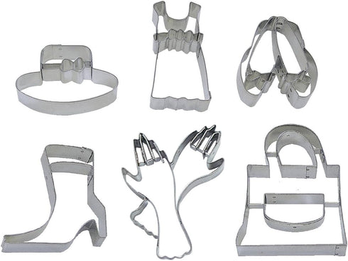 R&M International Lady's Fashion Accessories Cookie Cutters, Purse, Hat, Gloves, Slippers, Boot, 5-Piece Set...