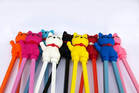 Cute Tableware Learning Training Helper Chopsticks for Kid Beginner Adult (3pcs, Lucky cat)...