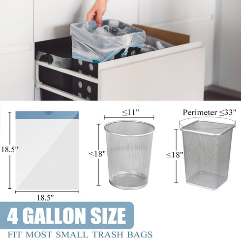 Small Trash Bags 4 Gallon - Drawstring 4 Gallon Trash Bag, Tear-Free 4 Gal Small Garbage Bags, Separated Unscented White Small Trash Bags Bathroom...