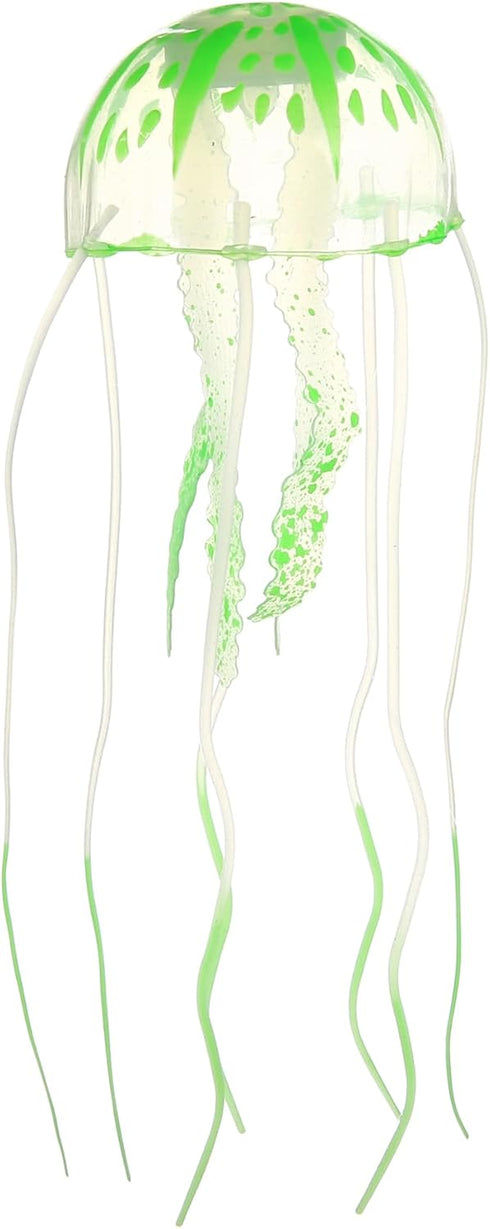 Silicone Fluorescent Jellyfish Glow Ornaments, Aquarium Jellyfish Decoration with Suction Cup, 2.3"x5.9" (Green)...