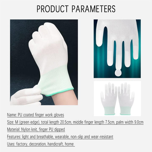 2 Pair Anti Static Antiskid Glove PU Coated Fingertip Non-slip Durable Breathable Wearable Gloves Home Gardening Cleaning Tool for Women Men, Yout...
