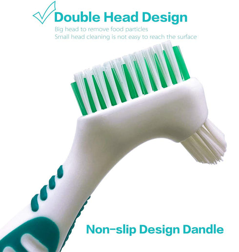 Premium Hygiene Denture Cleaning Brush Set, Multi-Layered Bristles & Ergonomic Rubber Handle, for Denture Care(Pack of 2)...