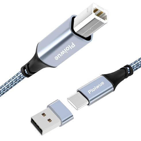 USB B to USB C printer cable 1m ?3.3 FT ? with USB A to USB C female adapter,USB C to USB-B compatible with MacBook Pro/Air, Yamaha piano keyboard...