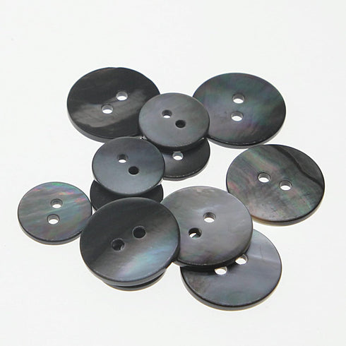 Black Genuine Mother of Pearl Buttons Set,22PCS/Pack(16PCS 15MM+6PCS 20MM),2 Holes Bulk Natural MOP Pearl Shell Buttons for DIY Sewing Crafts,Shir...