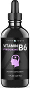 Liquid B6 Pyridoxine Supplement, Vitamin B-6 (as Pyridoxine Hydrochloride), Glass Bottle 4 oz 120 ml...