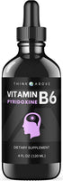 Liquid B6 Pyridoxine Supplement, Vitamin B-6 (as Pyridoxine Hydrochloride), Glass Bottle 4 oz 120 ml...