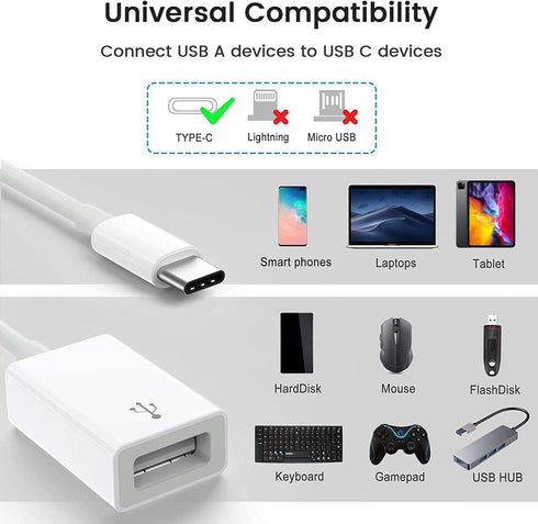 USB C to USB 3.0 Adapter (2 Pack),Type C to USB 3.0 Female OTG Cable Compatible with MacBook Pro/Air M2/M1/2020, iPhone 15 Pro/Max,iPad Pro,XPS,Ga...