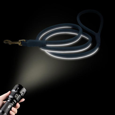 OOOPSDOGGY Reflective Rolled Leather Dog Leash 6ft - Soft Leather Dog Lead for Small Medium Large Dogs Puppy - Heavy Duty Rope Dog Leash for Outdo...