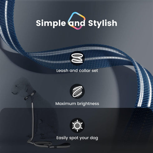 Pawaii Dog Collar and Leash Set, Personalized Dog Collar with Reflective Dog Leash, Dog Collar and Leash for Medium Dogs Adjustable Size...