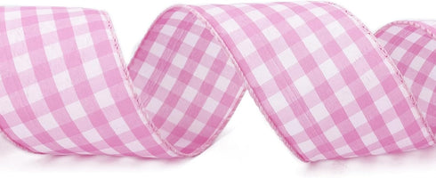 Pink White Buffalo Check Plaid Wired Ribbon,2 1/2”x10 Yard, Farmhouse Gingham Ribbon for Easter, Christmas, Wreath, Spring, Summer, Wedding, Baby ...