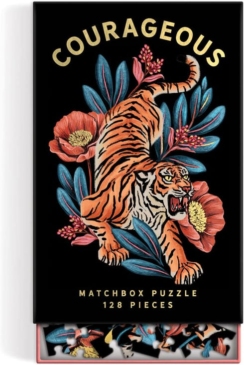 Galison Courageous 128 Piece Matchbox Puzzle - 128 Piece Jigsaw Puzzle highlighting The Bold Artwork of Raxenne Manniquiz, Giftable Foil Stamped M...
