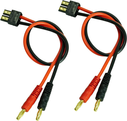 FLASH HOBBY 2PCS Battery Charger Adapter Male to 4.0mm Banana Plug Connector with 14AWG 300mm Cable Wire for RC Crawler, Helicopter & Boat Lipo Ba...