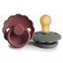 FRIGG Daisy Natural Rubber Baby Pacifier | Made in Denmark | BPA-Free (Woodchuck/French Gray, 0-6 Months) 2-Pack...