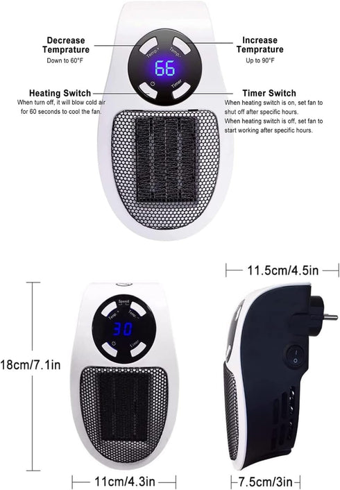 2024 Bliss Heat Plug In Heater Electric Space Toasty Heater for Bathroom and Small Rooms Low Energy Consumption Blissheat Cozy Heater Portable Com...