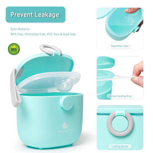 Termichy Baby Formula Dispenser, Portable Milk Powder Dispenser Container with Carry Handle and Scoop for Travel Outdoor Activities with Baby Infa...
