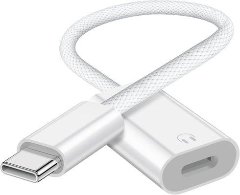 USB C to Lightning Audio Adapter, USB Type C Male to Lightning Female Earphone Converter Compatible with iPhone 15/15Pro, iPad Pro, Galaxy S23/S22...