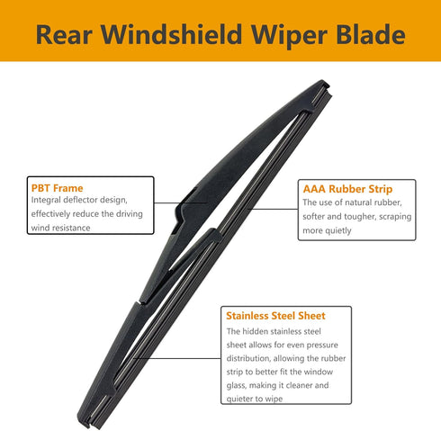2 Pack Rear Wiper Blades for Toyota RAV4 2013-2018 / Toyota Highlander 2020-2022 / Jeep Compass 2018-2022 Back Windshield Wiper Replacement...