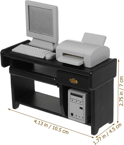 NUOBESTY Miniature Computer Simulation Office Furniture Dollhouse Accessories Mini Desktop Chair Keyboard Model for Dollhouse Black...