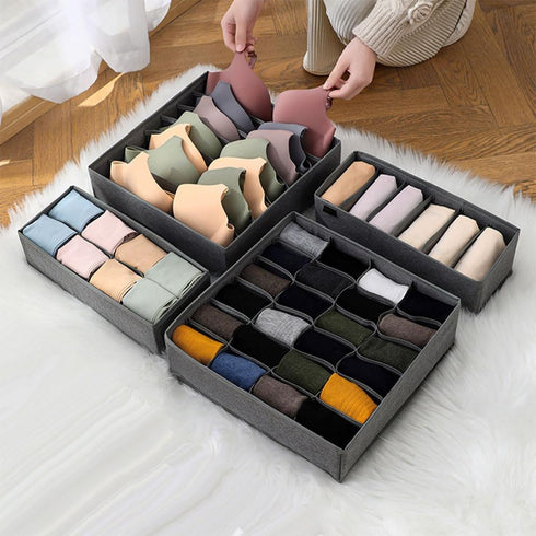 Underwear Organizer with Drawer Dividers, Foldable Fabric Dresser Closet Organizers Bins, Bedroom Cabinet Organization and Storage Box for Baby Cl...