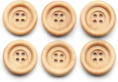 CRAFTMEMORE Wooden Buttons 4 Holes Round Wood Button for Garment Sewing DIY Crafts B739 (15mm, 12pcs)...