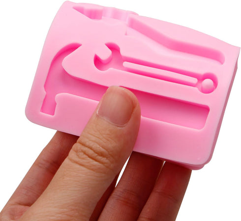 Construction Tools Fondant Silicone Molds 2 Pcs, Mini Pliers Construction Tools Cake Decorating Molds for Candy Cupcake Topper Cake Polymer Clay C...