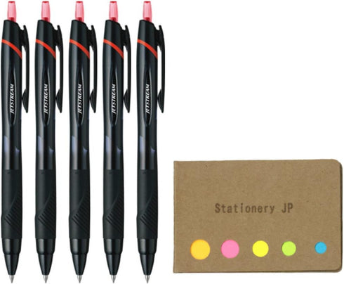 Jetstream Retractable Ballpoint Pen, Medium 0.7mm, Red Ink, 5-Pack, Sticky Notes Value Set...