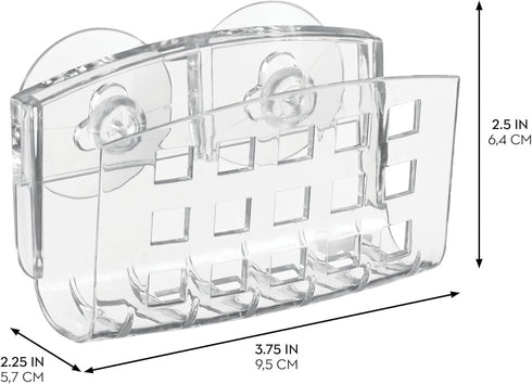 iDesign BPA-Free Plastic Sponge Holder for Kitchen Sink with Suction Cups, Ideal for Kitchen Sinks and Bathroom Organization, 3.75" x 2" x 2", Cle...