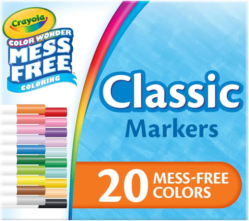 Crayola Color Wonder Marker Set, 20 Mess Free Broad Line Markers for Kids & Toddlers 3+...
