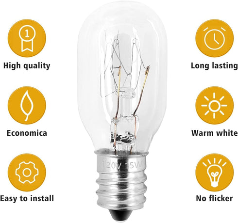 WE05X20431 Dryer Light Bulb - 120V 15W Dryer Drum Light Bulb Replace WE4M305 Fit for GE Kenmore Whirlpool Samsung Maytag Clothes Dryer, 2 Pack, 2700K