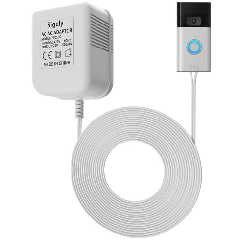 Doorbell Transformer 24V 500MA Doorbell Power Adapter AC110-120V to AC24V, Compatible with Ring, Nest, Eufy, Wyze, Arlo Visual Doorbell (with 32.8...