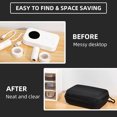 Phomemo D30 D35 Label Marker Black Case with 3 Rolls of White Label Tapes, Waterproof Storage Bag with 12 x 40mm (3/8" x 11/2") 160 Tapes/Roll, Bl...