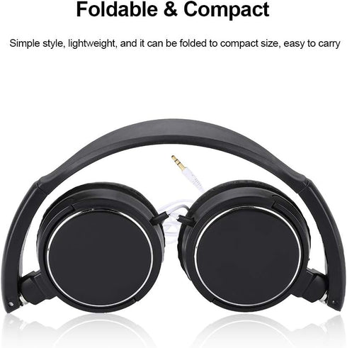 93dB Portable Wired Headset, Support FM Automatic Search, Foldable Noise Cancelling Headphone, for Sports for Travel...