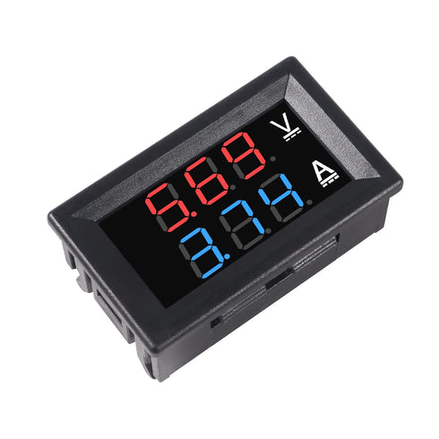 6pcs Digital Voltmeter Ammeter DC 100V 10A Amp Voltage Current Volt Amp Meter Tester 3 Bits Dual LED Display Panel(Red-Blue) Amp Volt Multimeter 0...