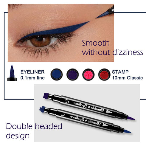 Eyelid Color Set, 4pcs Liquid Eye Liner with Stars, Flowers, Hearts & Moon Face Stamps, Purple, Blue, Red, Pink - Waterproof, Long Lasting, Matte ...