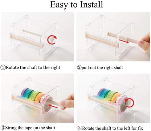 Mvchifay 2 Pack Tape Dispenser Transparent Washi Tape Cutter Roll Tape Holder for Desk (2 Pack-Green)...