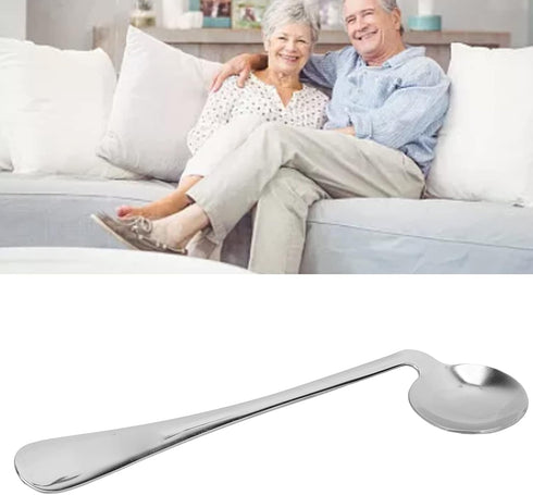 Curved Spoon,ANGGREK Curved Spoon Angled Spoon Stainless Curved Self FeedingAdaptive Utensil for Parkinsons or Elderly Use(Left Hand)...