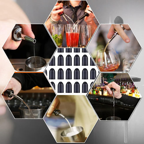 100 Pcs Pourers Dust Covers?liquor spout covers, Dispenser Spout Dust Rubber Caps for Olive Oil Liquor Bottles, Black (Black)...