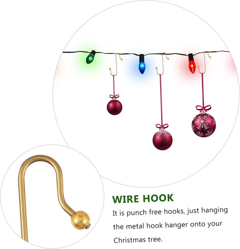 40pcs Hook up Christmas Tree Hangers Xmas Hanging Hook Holiday Ornament Hanger Hooks for Ornaments Christmas Party Favor Metal Clothes Rack Iron M...