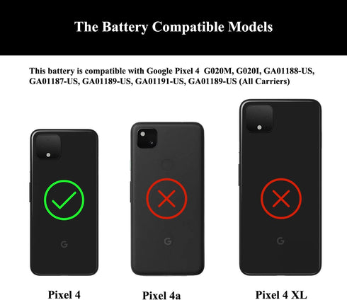 for Pixel 4 Battery Replacement Kit, Replacement Battery for Google Pixel 4 Model G020M, G020I, GA01188, GA01187, GA01189, GA01191 with Repair Too...