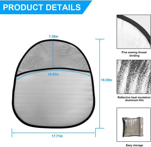 2PCS Steering Wheel Cover Sun Shade, 19.6''×17.3'' Universal Anti-Heat Aluminum Foil Auto Interior Protector, Block UV Rays Cool in Summer, Vehicl...