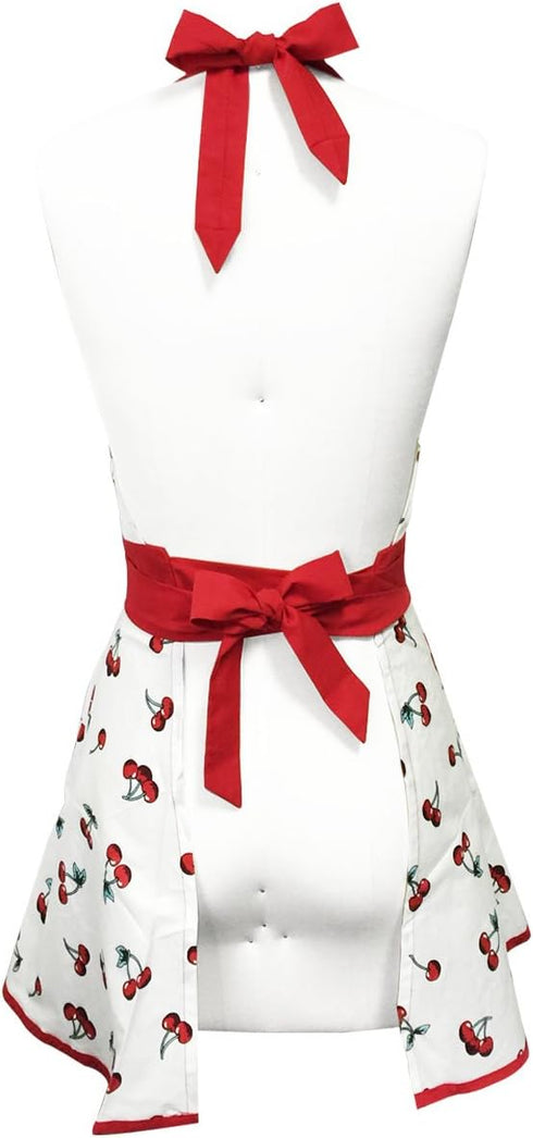 Wrapables Adjustable Flirty Hostess Apron, Sweet Cherries...