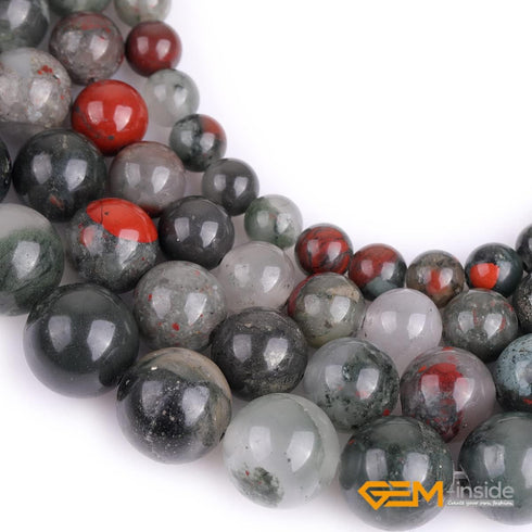 GEM-Inside Natural 8mm Africa Bloodstone Gemstone Loose Beads Round Crystal Energy Stone Power Beads for Jewelry Making 15"...